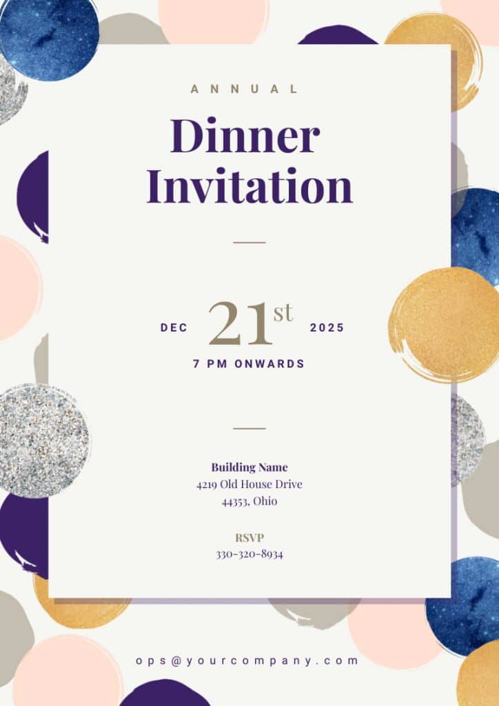 event poster dinner invitation exampleusing a fun font to grab the reader's attention 