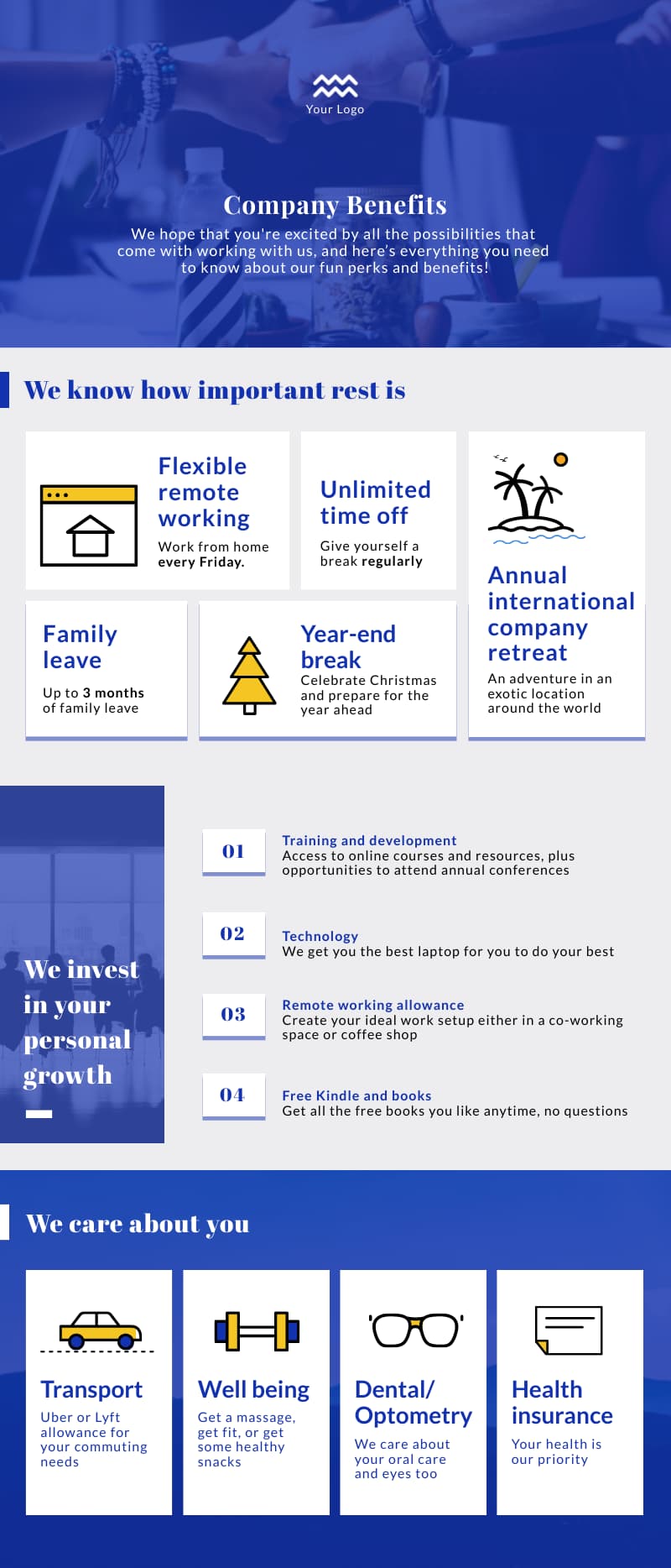 company benefits infographic template