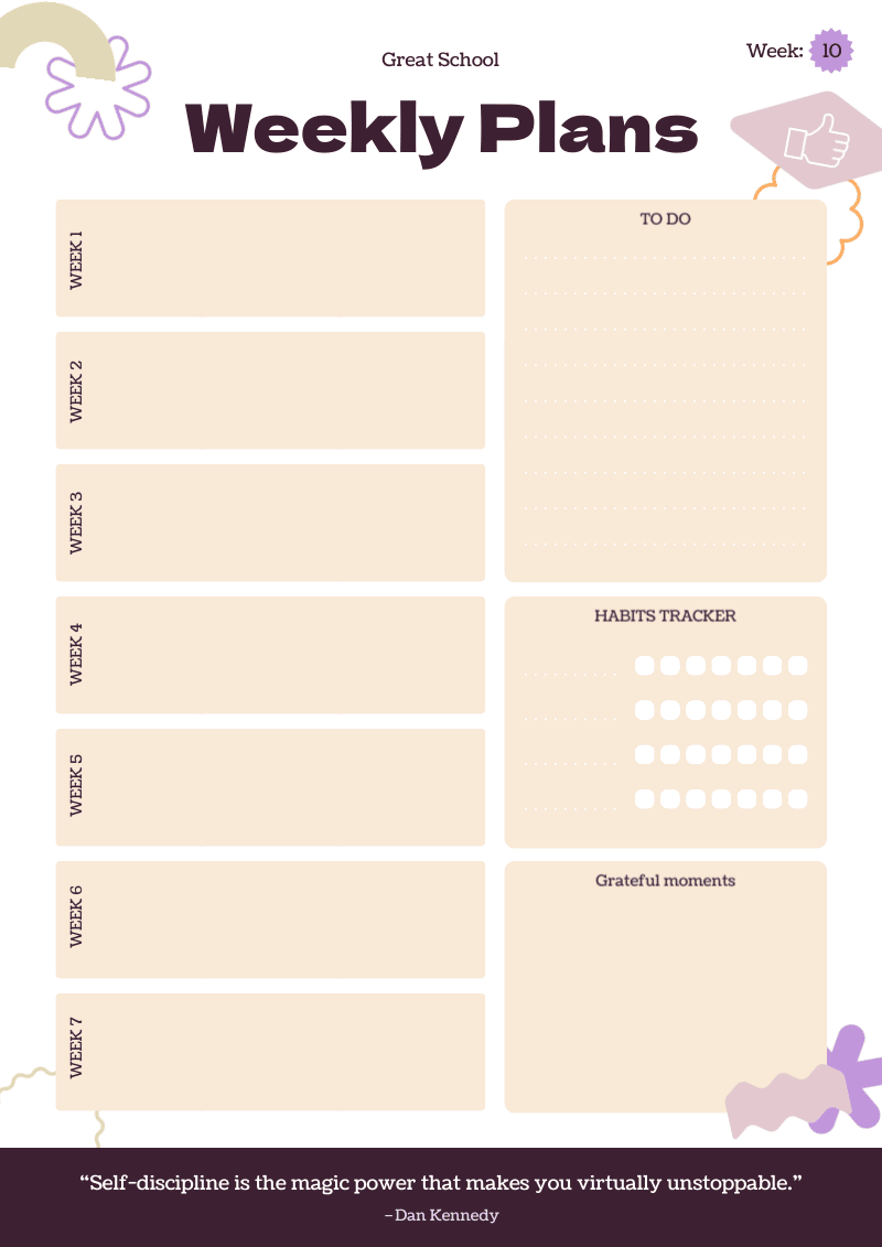pastel weekly lesson plan template