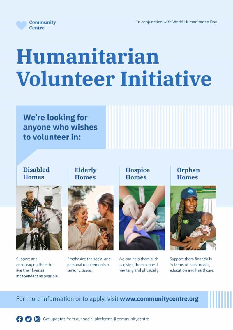 Humanitarian volunteer initiative infographic