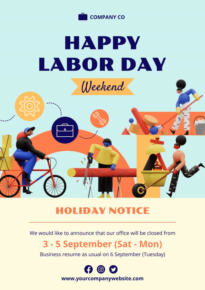 Labor day holiday notice poster