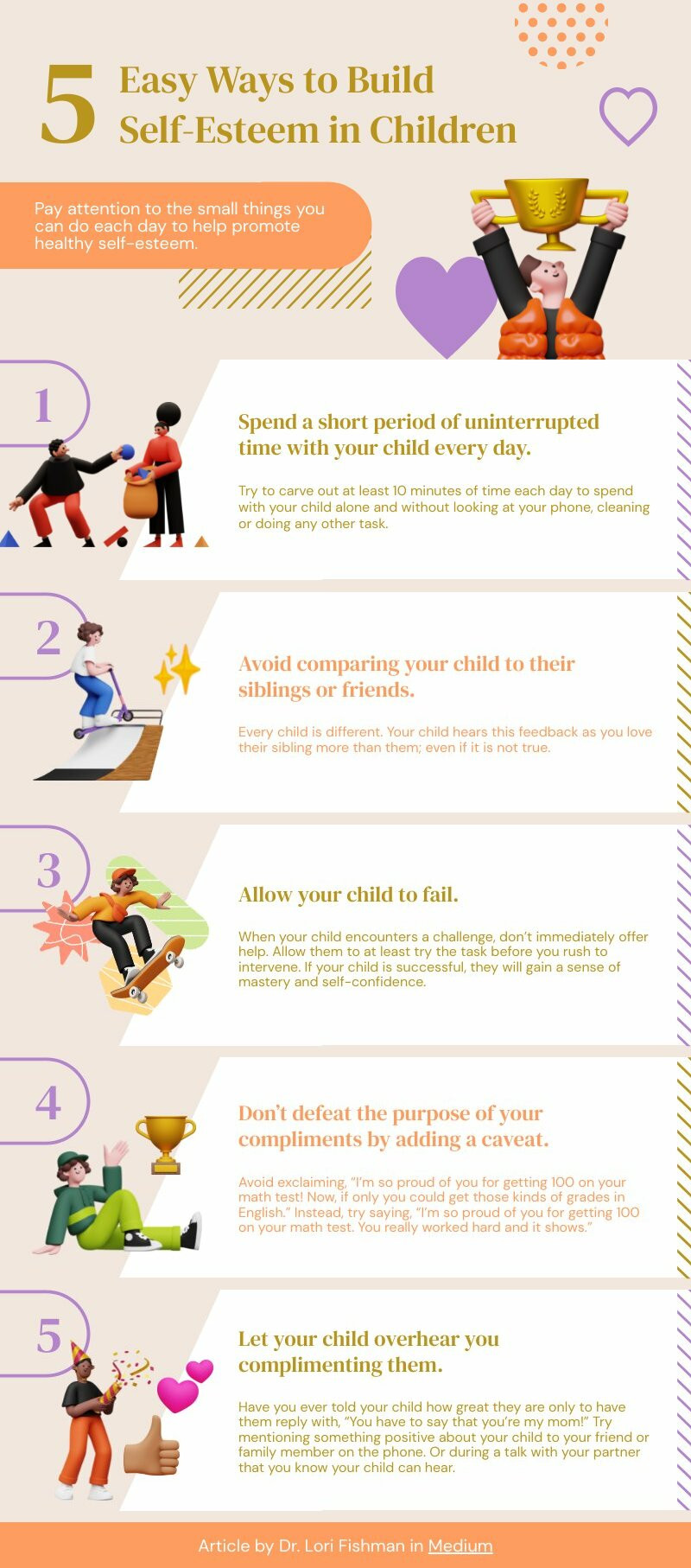 5 easy ways to build self-esteem in children | free infographic
