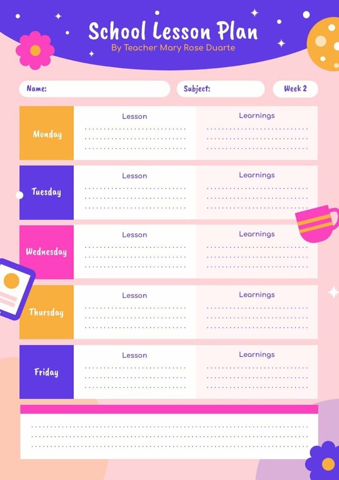 school lesson plan template