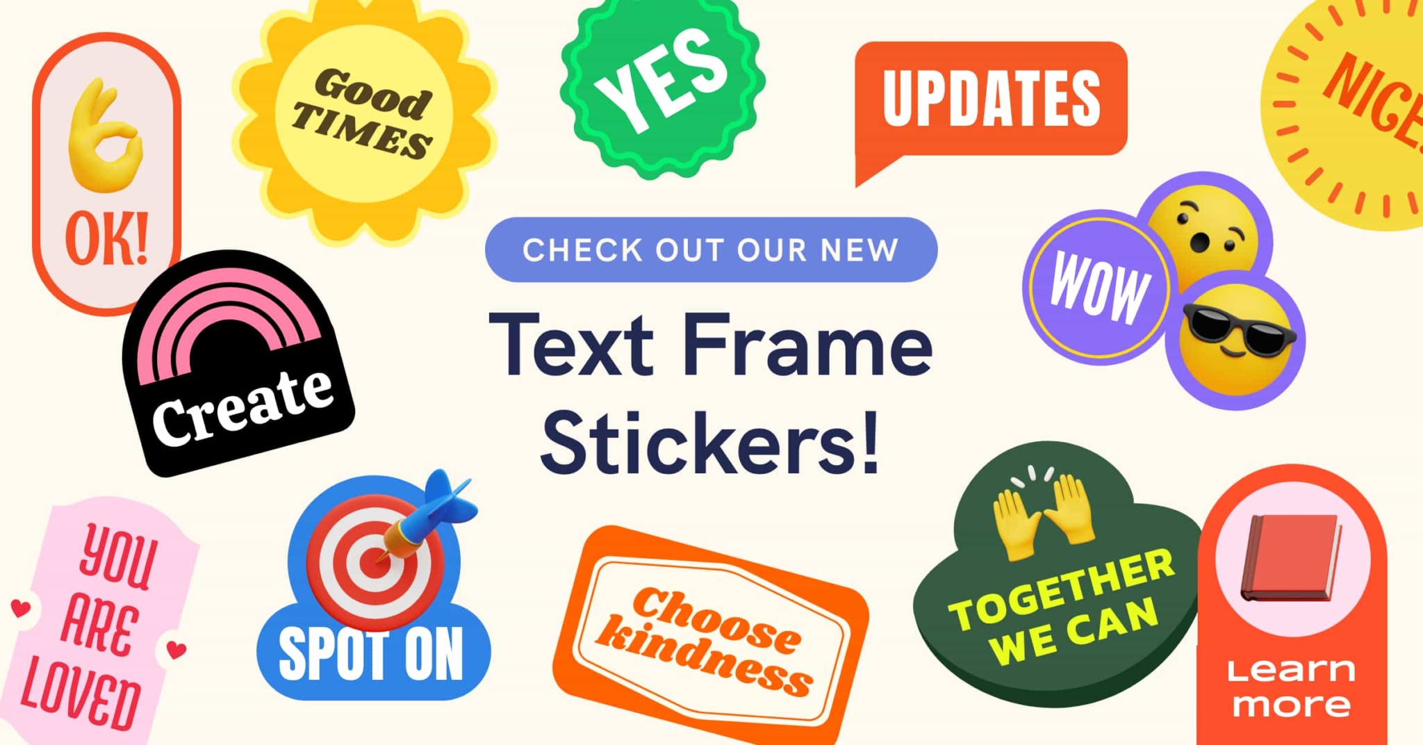 new text frame stickers by Piktochart 