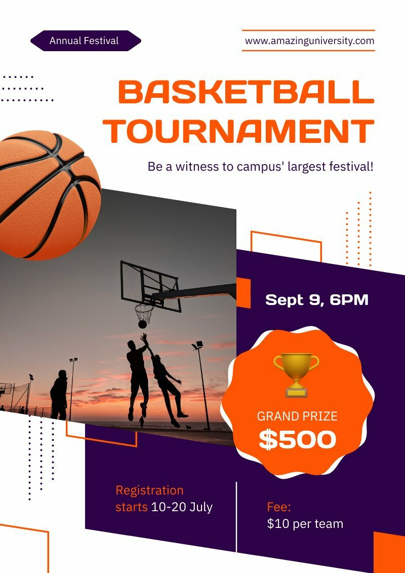 Basketball Tournament Free Flyer Template Piktochart