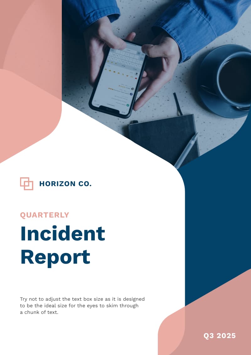 incident report template cover for business reports 