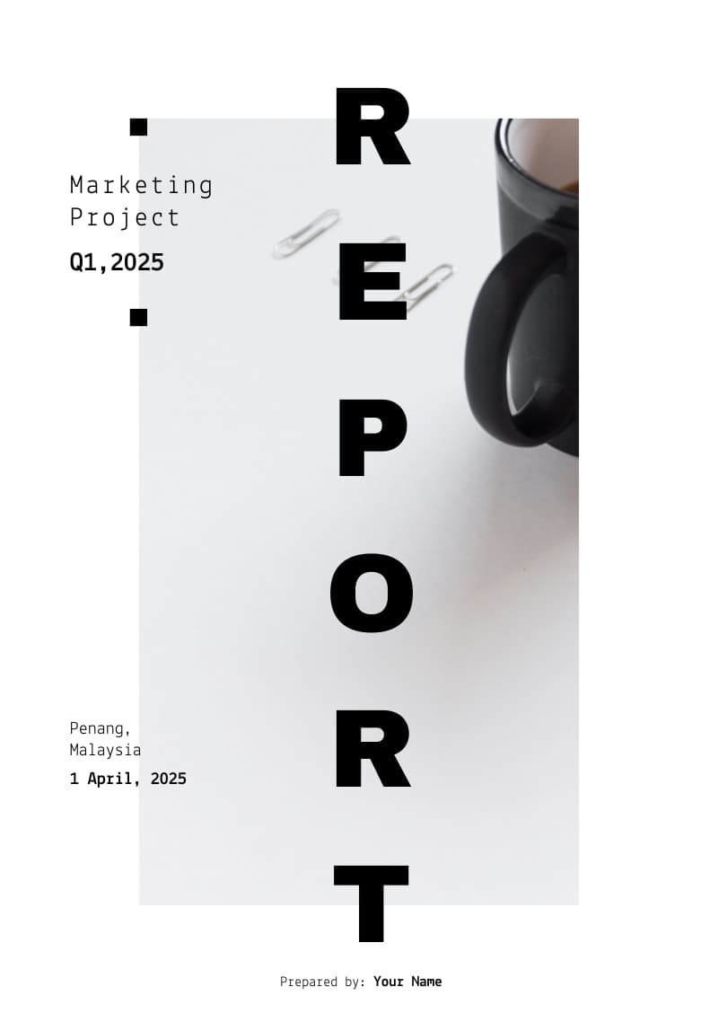 marketing project template cover for marketing report can also bw used for business reports