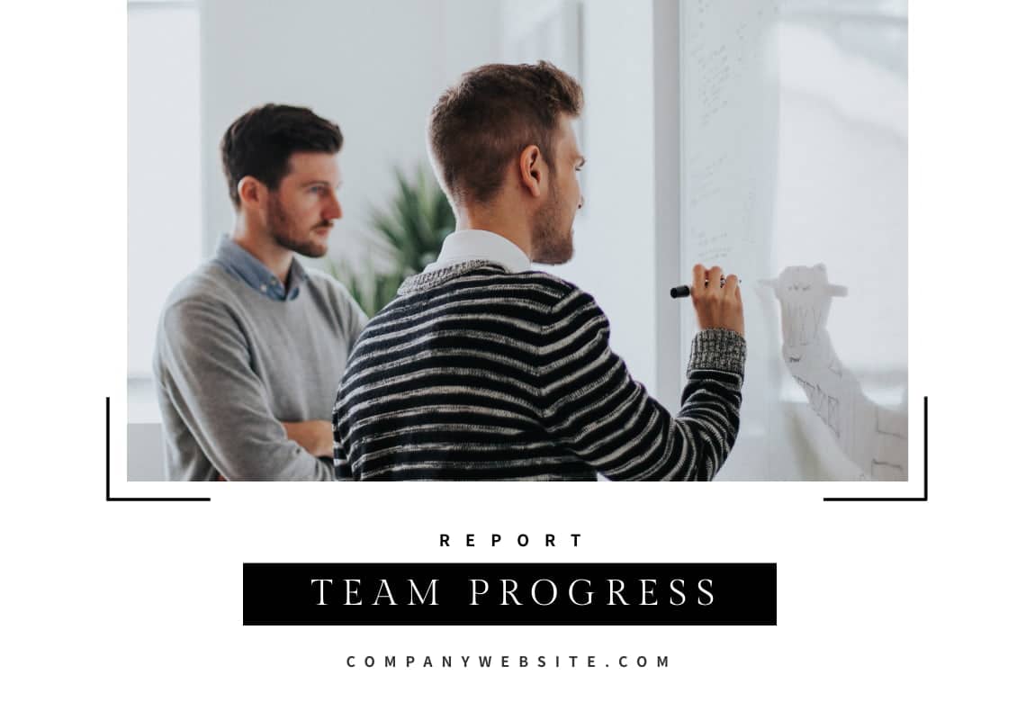 vertical reports team progress report template cover, single report for management control