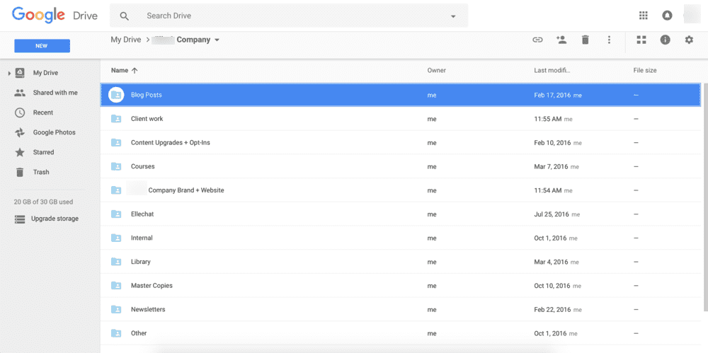 Google Drive organized for business use for file sharing across remote teams