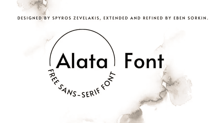 Alata sans serif font example
