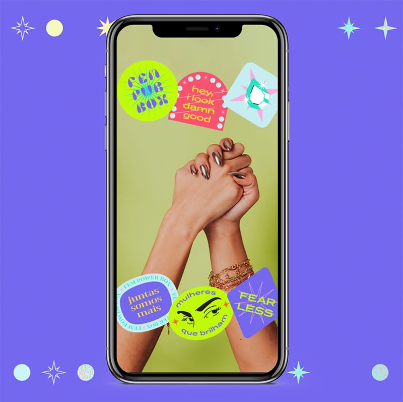 retro cartoon stickers on the phone expected in 2023 graphic design trends