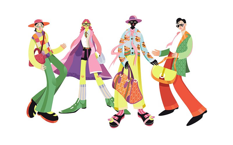 character illustrations in diverse genders and races expected in 2023 graphic design trends
