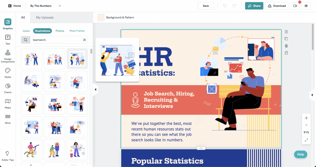 illustration searches in Piktochart