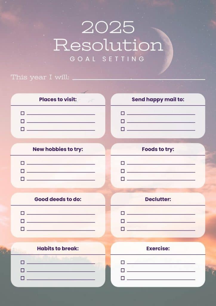 new year's resolutions template