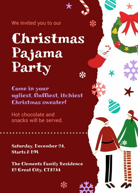 Christmas Pajama Party Invitation