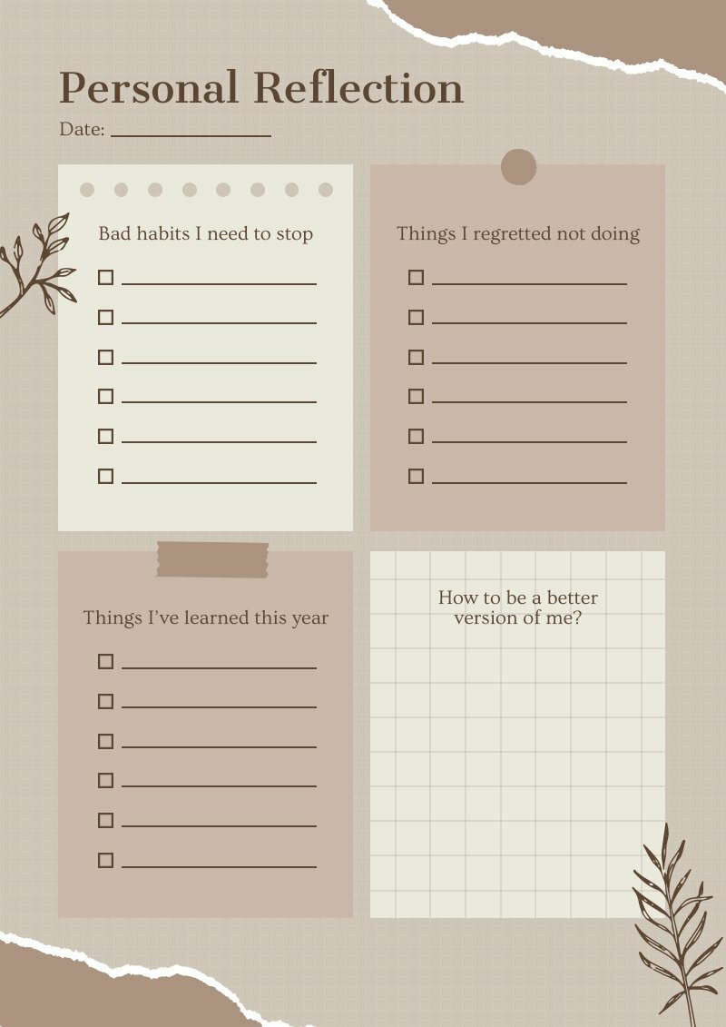 Self Reflective Journal | Free Schedule &amp; Planner Template 