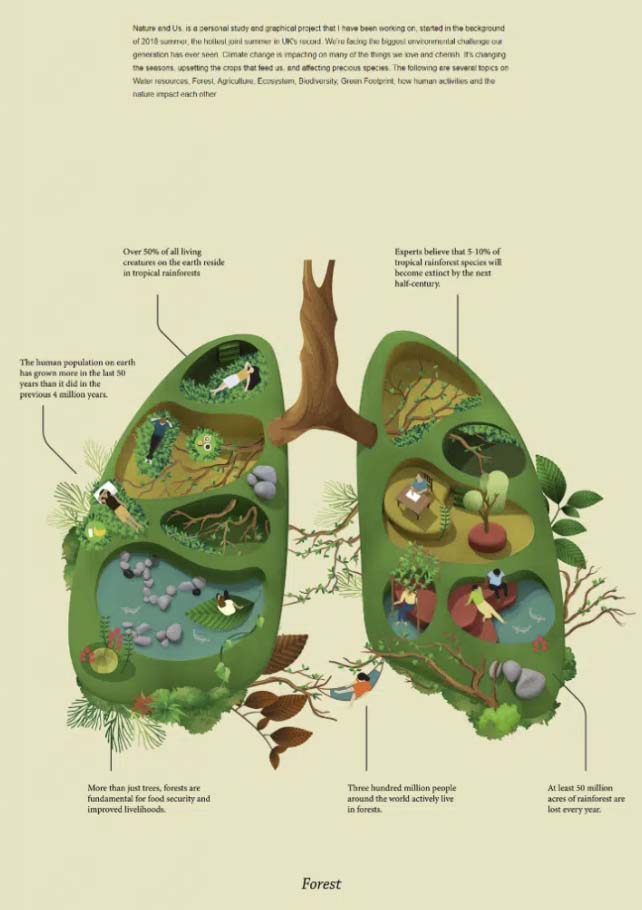 Nature and us pop culture creative infographic example_