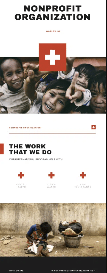 Screenshot eines Beispiels einer Broschüre für ein gemeinnütziges Unternehmen