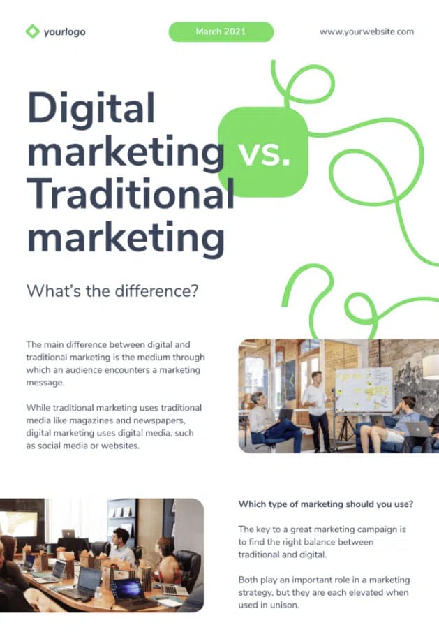 infographic template comparing digital vs traditional marketing