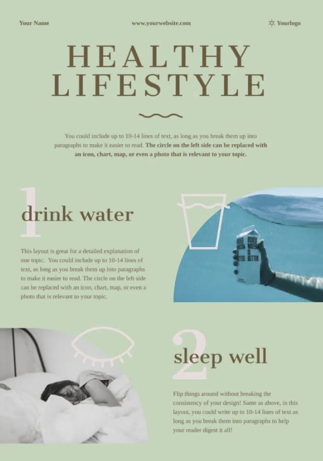 infographic template listing tips for a healthy lifestyle