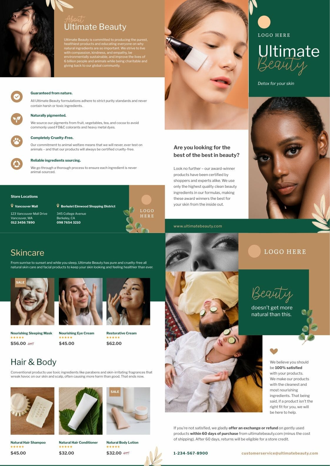 beauty product bifold brochure