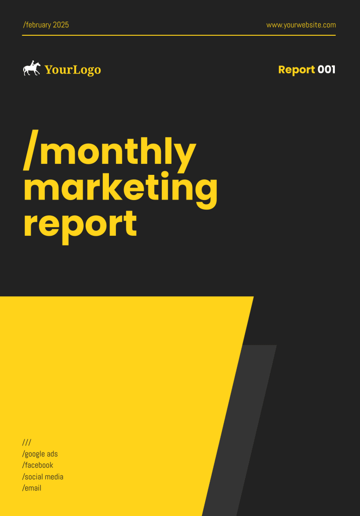 template laporan pemasaran bulanan oleh Piktochart
