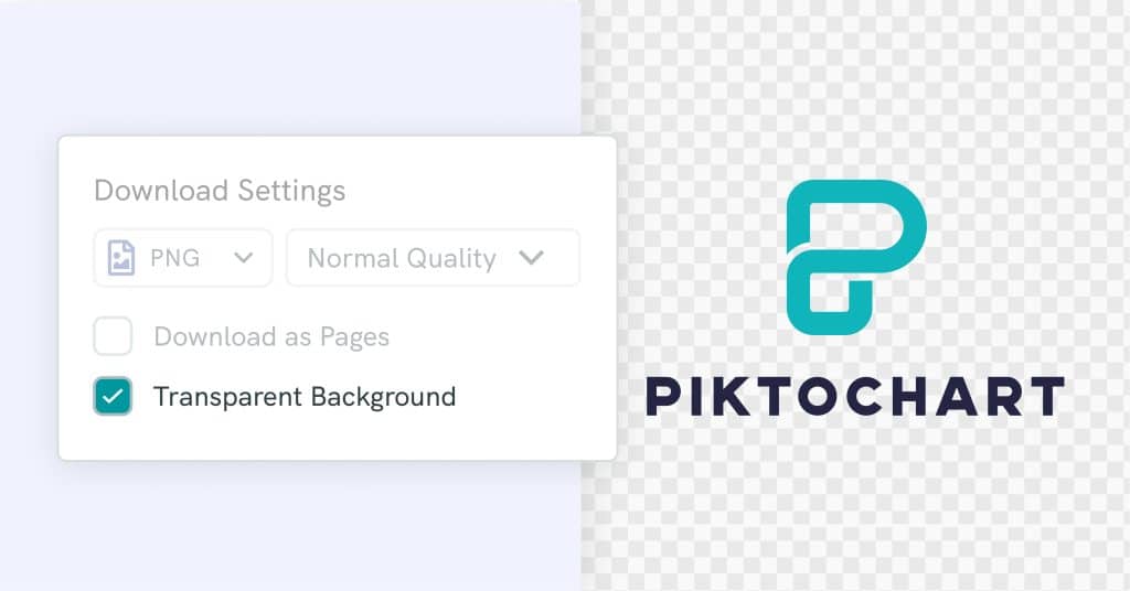 option where user can download their visual as png with transparent background in piktochart