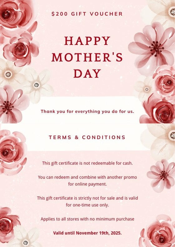 mother's day gift voucher with extra special touch