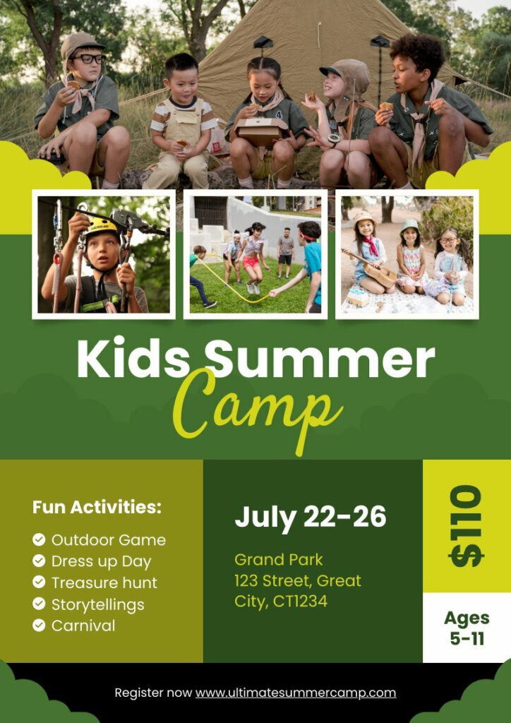 customizable creative summer camp poster