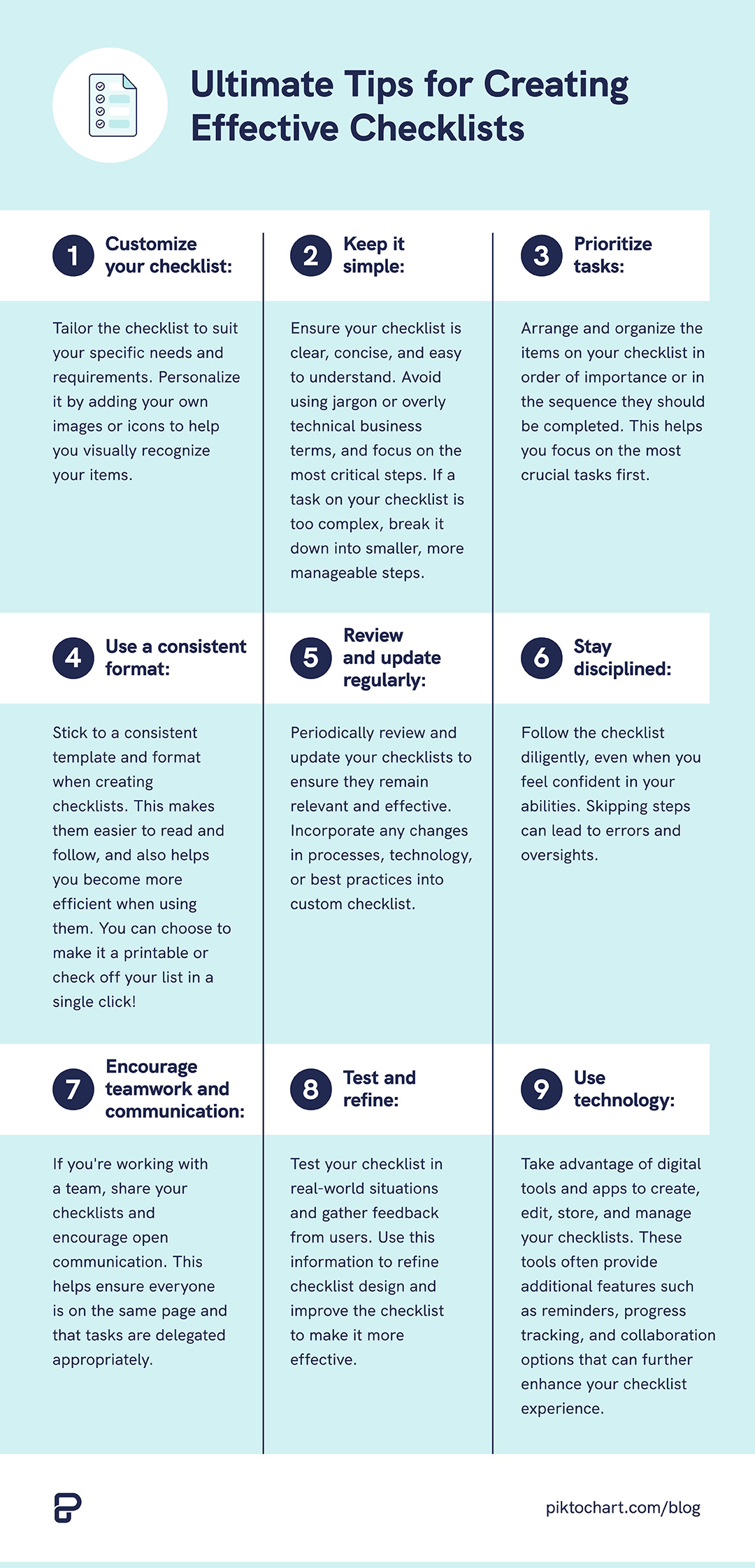 image showing tips for creating an effective checklist design