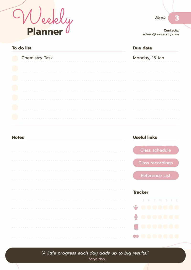 weekly planner you can edit print download and use to organize your weekly activities for free