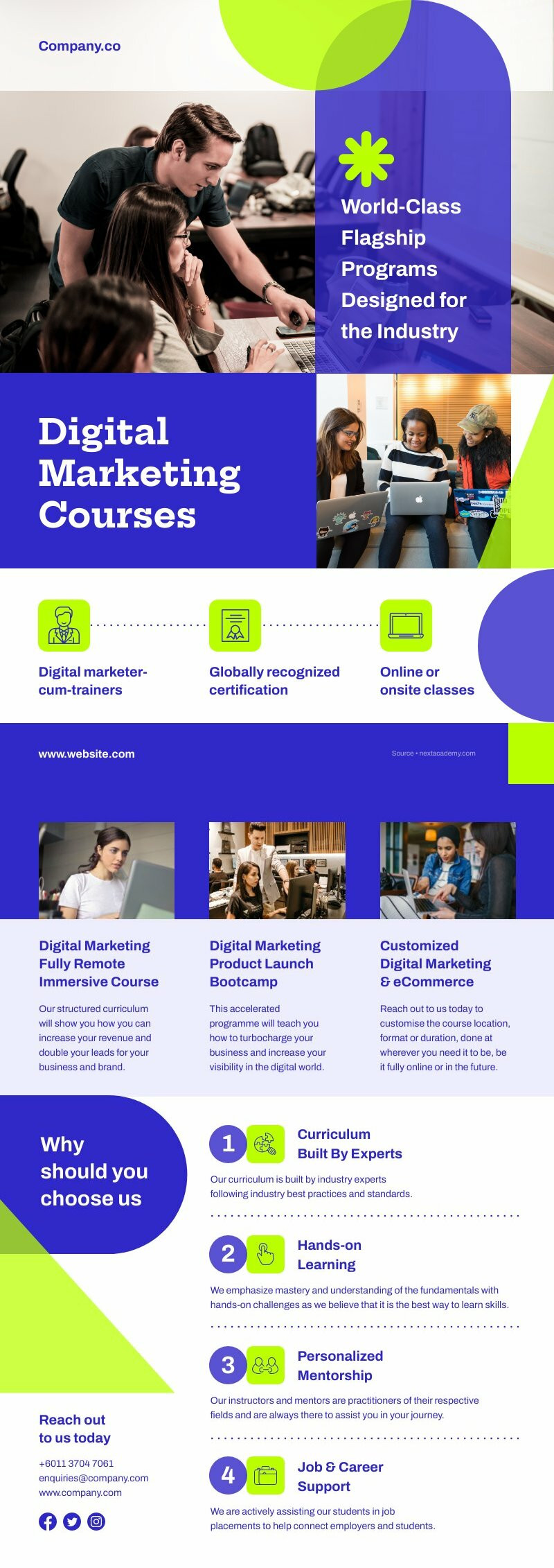 digital marketing courses brochures template for printing