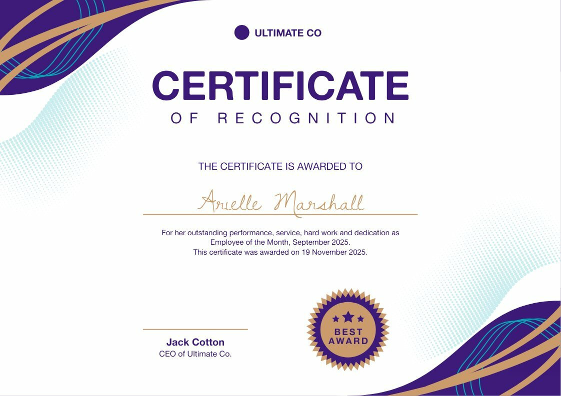 editable certificate of recognition template