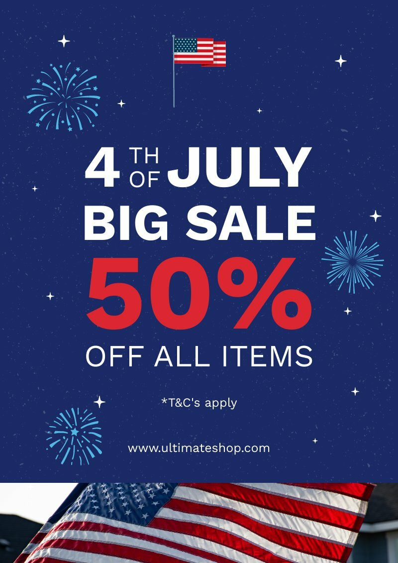fourth of july sales flyer template for print on paper