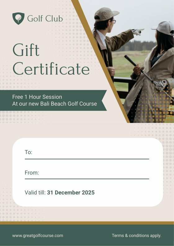 editable golf certificate template