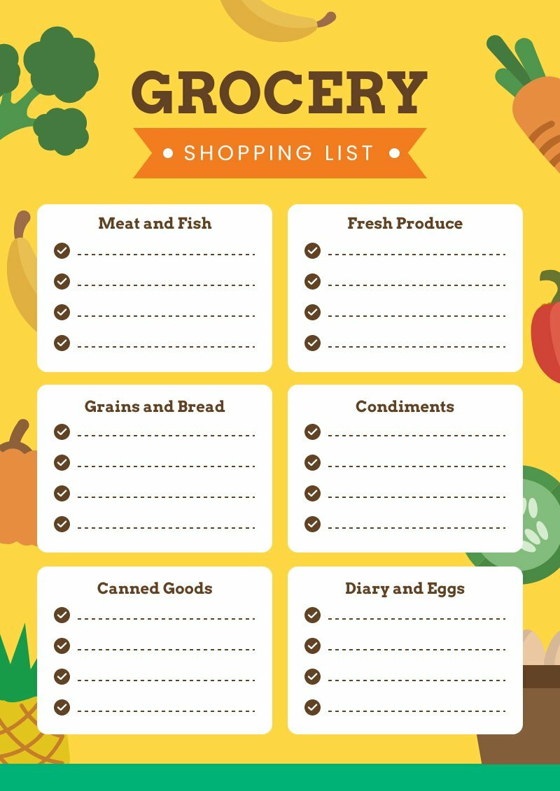 free checklist templates for your grocery shopping
