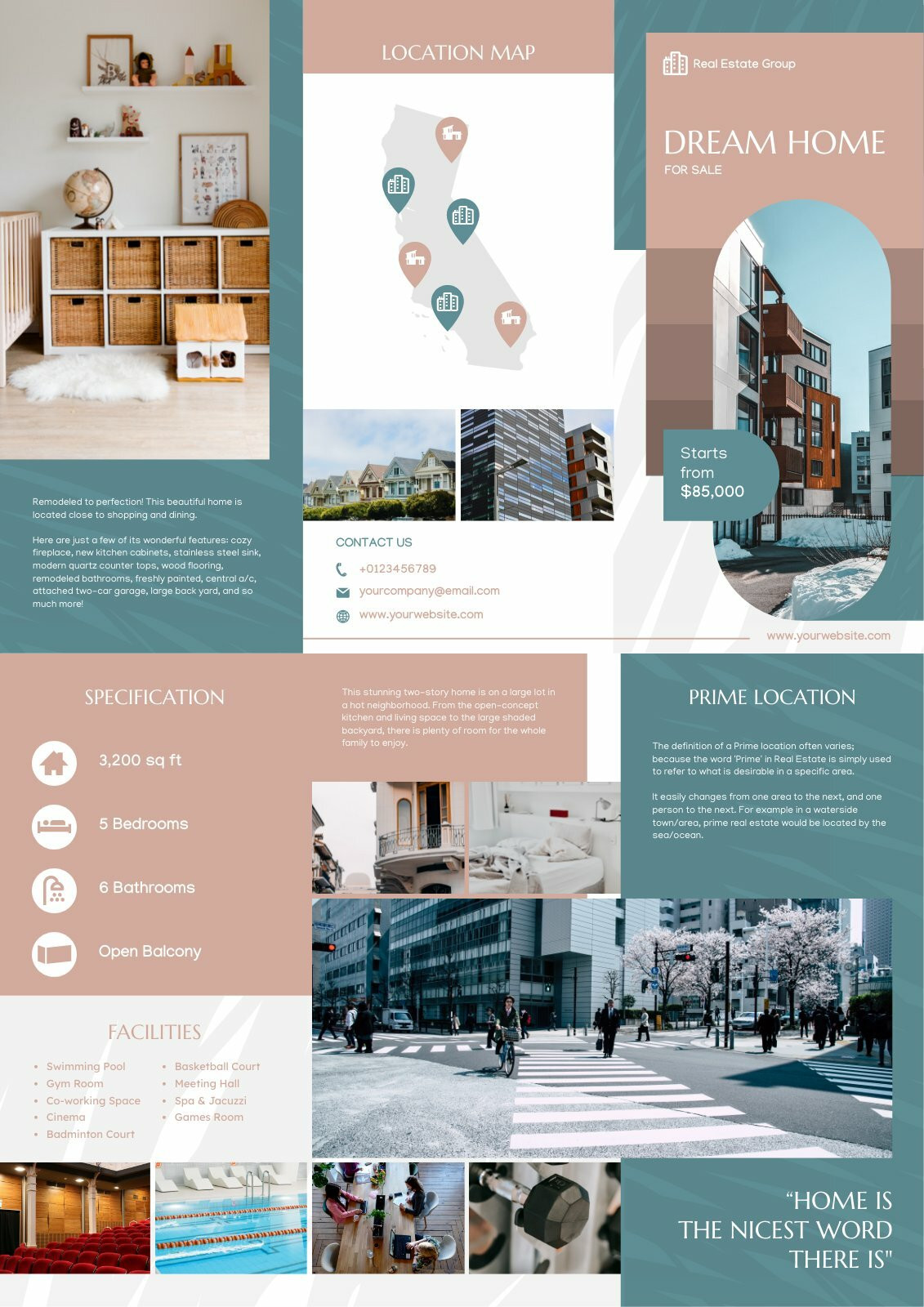 property listing trifold brochure for printing and marketing