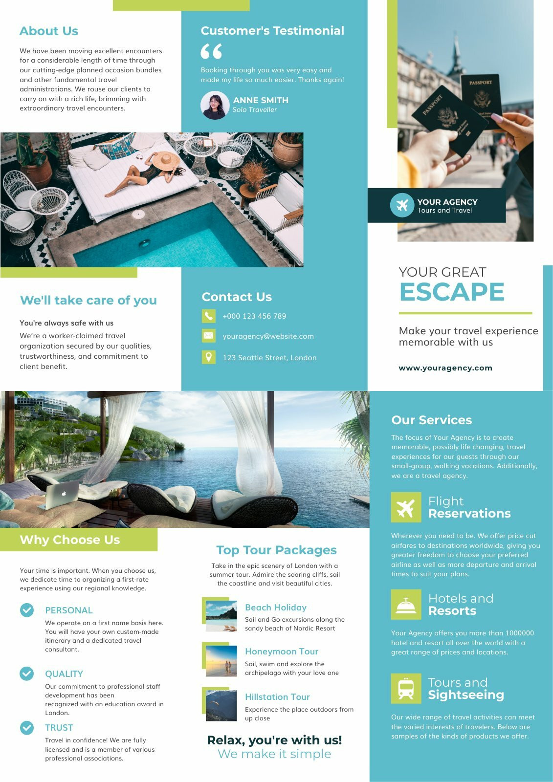 travel trifold brochure for printing