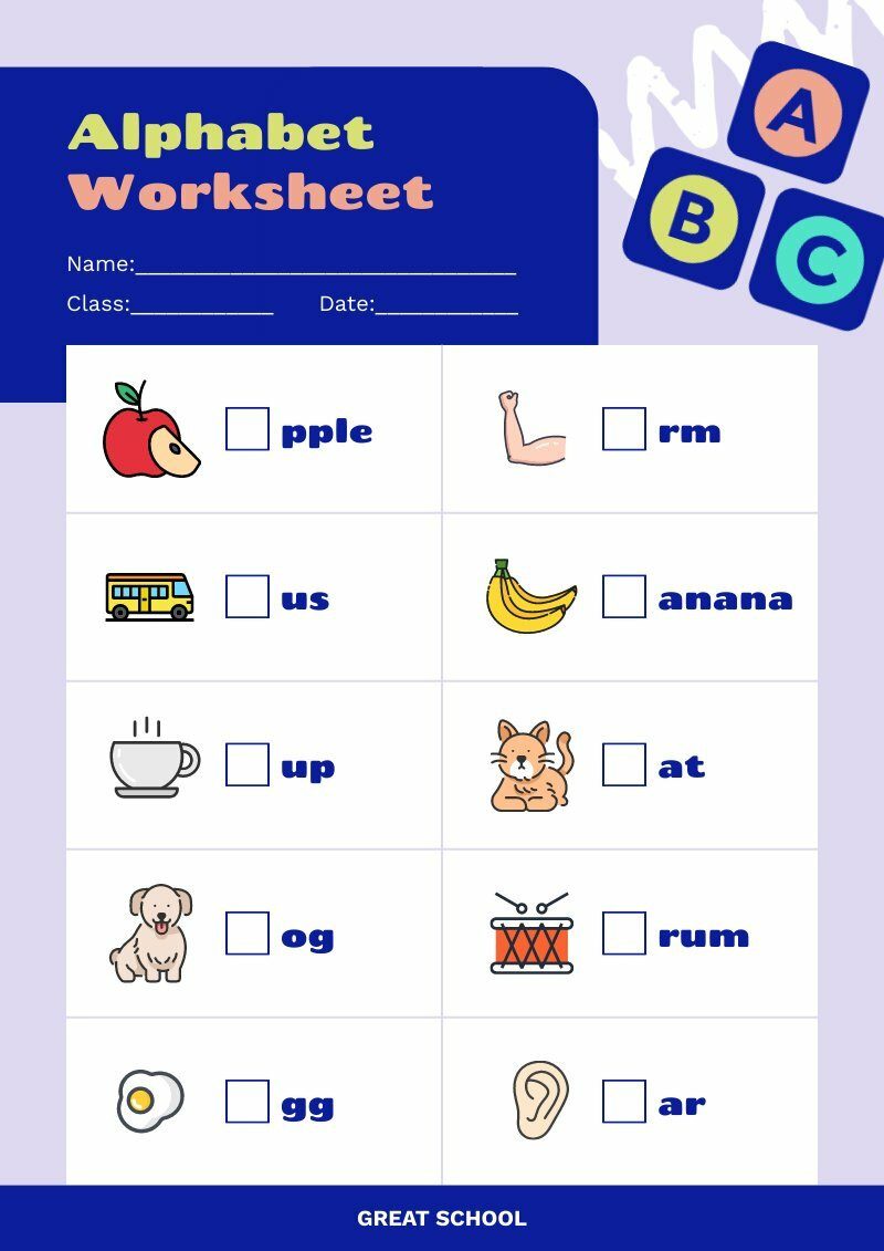 practice worksheets template about alphabet for first grade