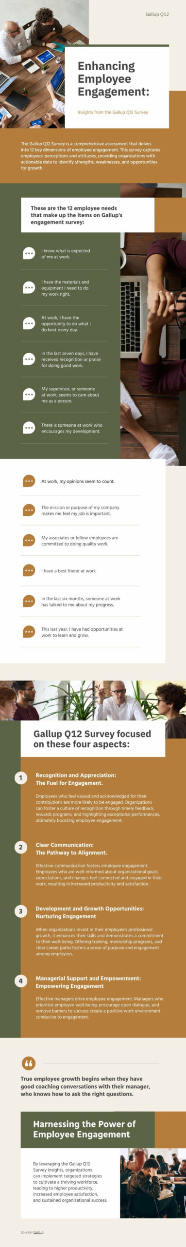 infographic about employee engagement questions from gallup q12