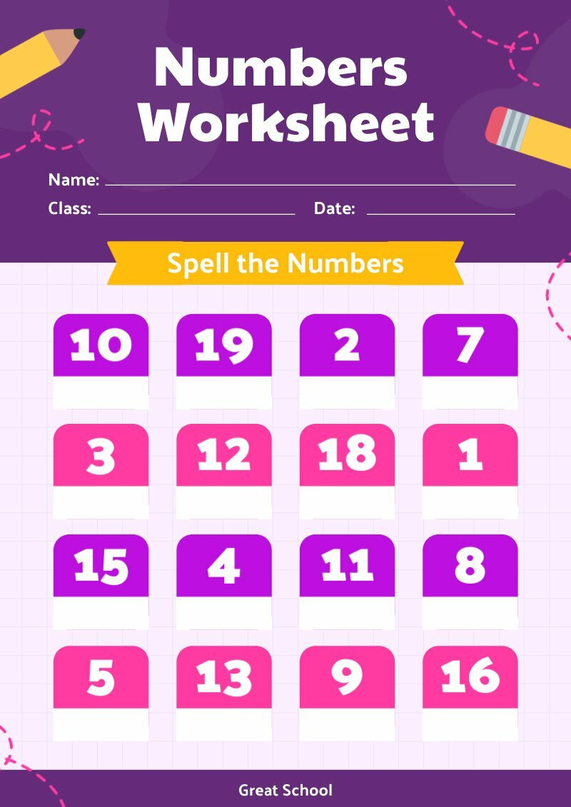 printable worksheets template about number sense for preschool