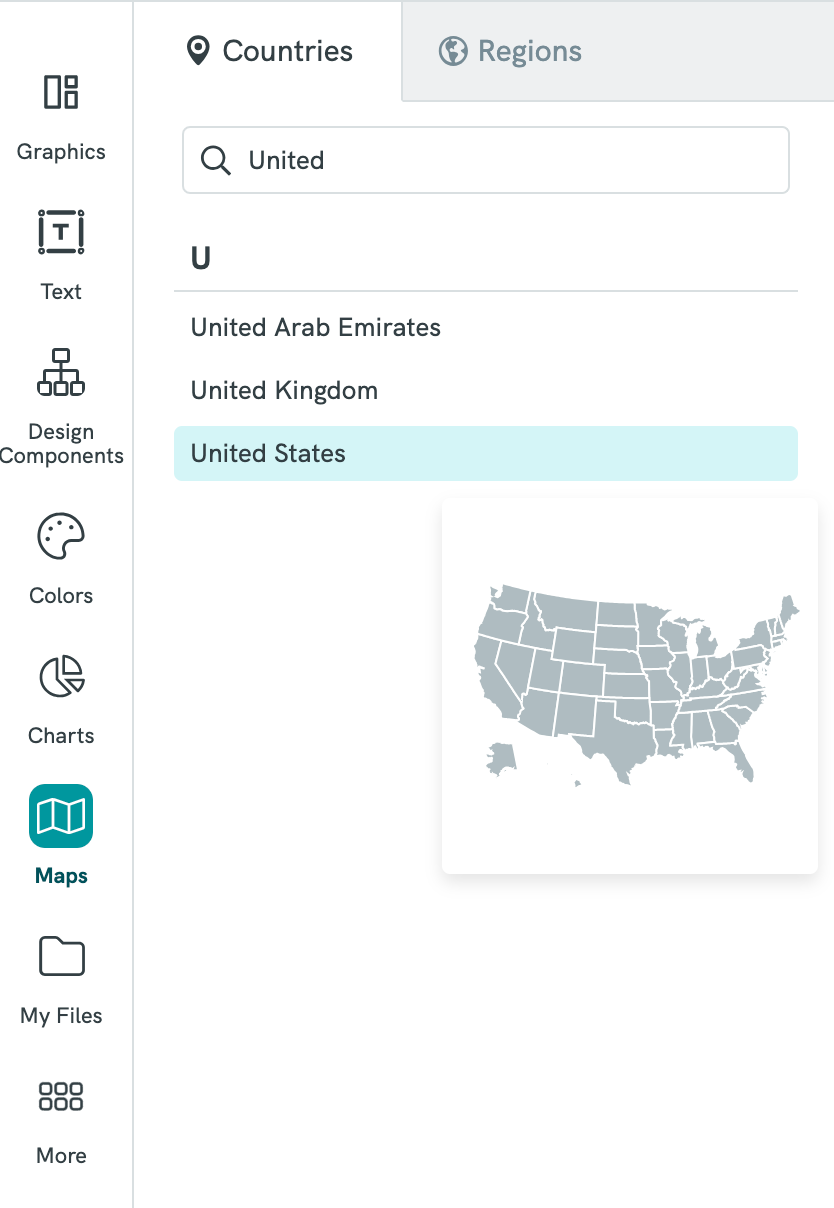 piktochart map template to create map broken down by states and cities