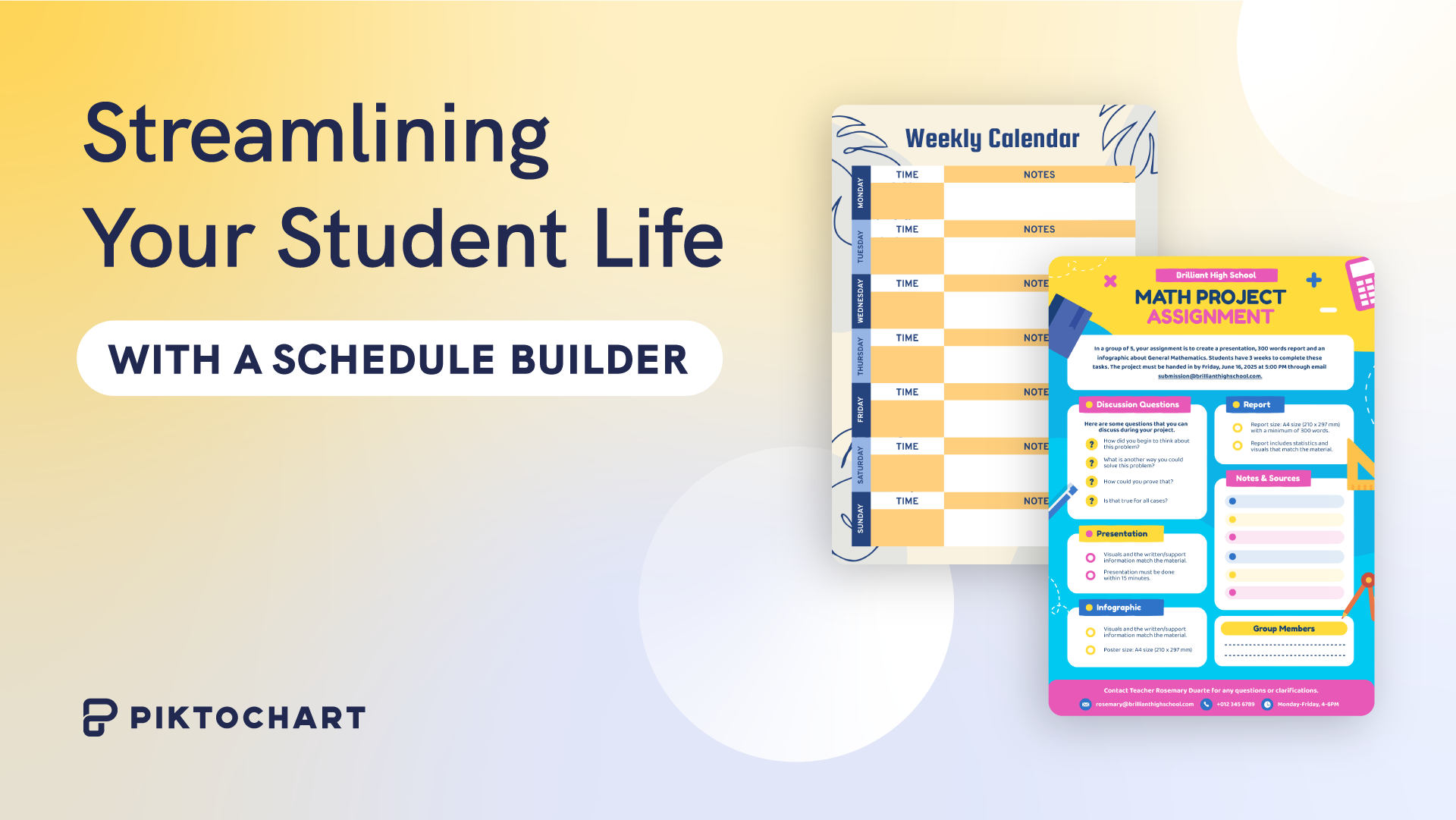 Simplify Student Life with a Schedule Builder - Piktochart