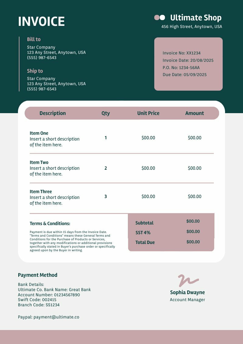 Small Business Invoice