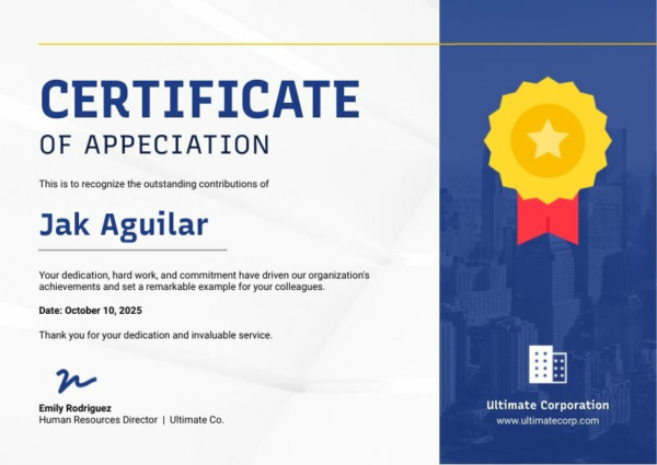 Appreciation Certificate