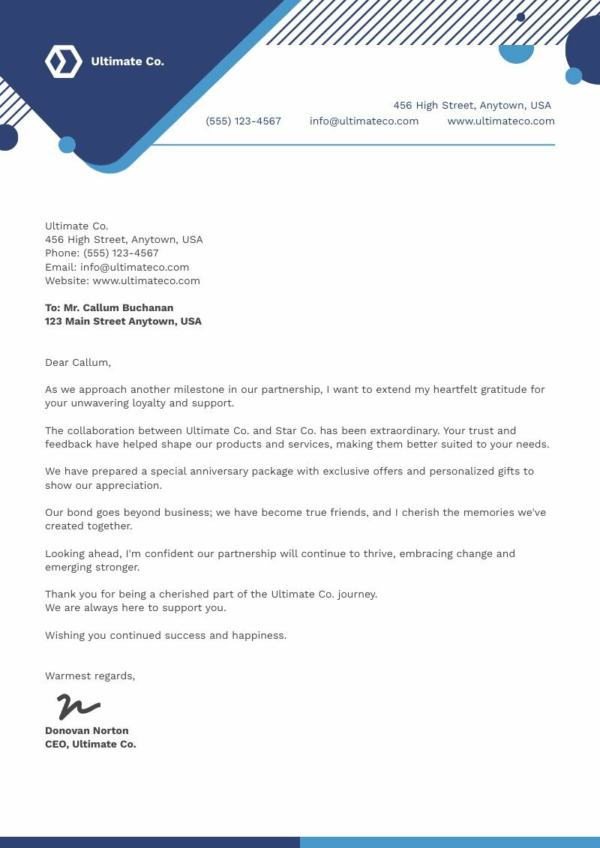 Thank You Letter to Client