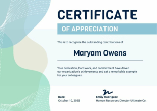 Thank You Certificate