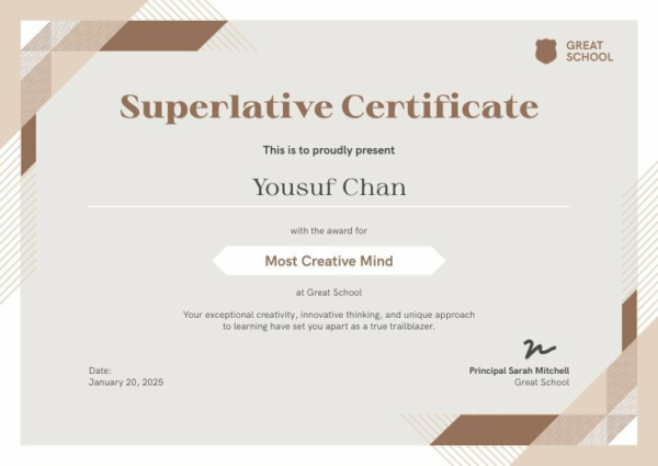Superlatives Certificate