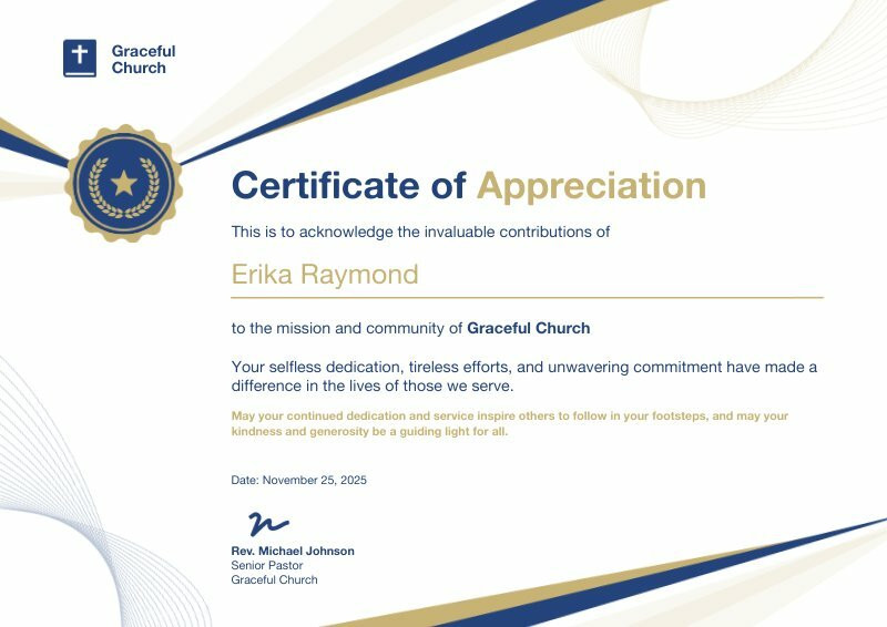 Certificate of Appreciation for Church Workers