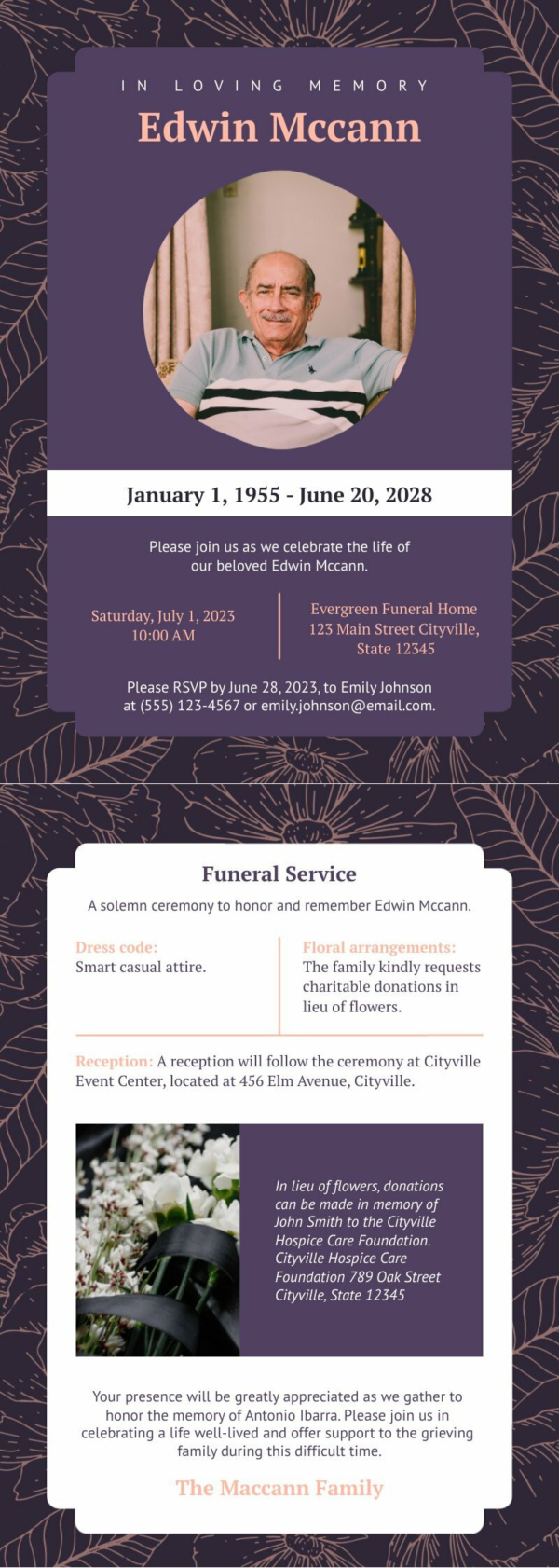 Funeral Invitation Card